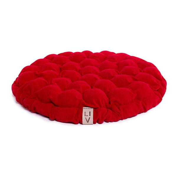 Czerwona poduszka do siedzenia wypełniona piłeczkami do masażu Linda Vrňáková Bloom, Ø 65 cm