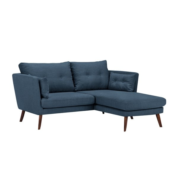Niebieska sofa 3-osobowa Mazzini Sofas Elena, z szezlongiem po prawej stronie