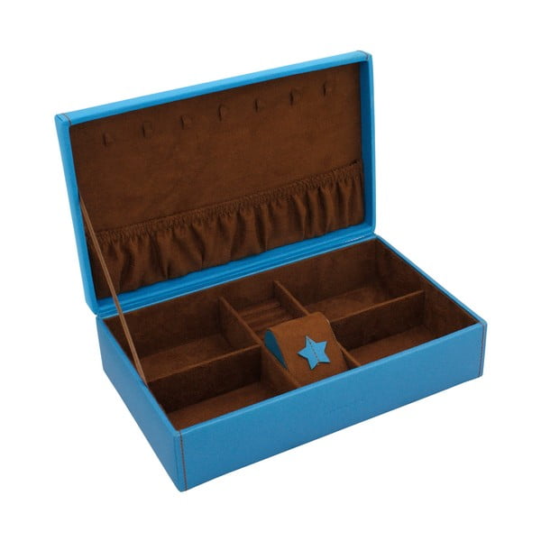 Niebieski kuferek na biżuterię Friedrich Lederwaren Baccara, 30x19 cm