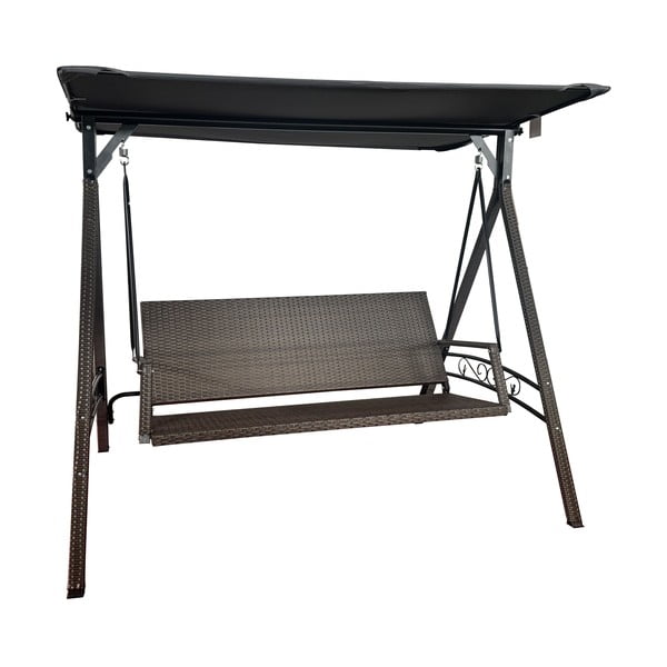 Szara huśtawka ogrodowa ze sztucznego rattanu Rattan – Rojaplast-image-1