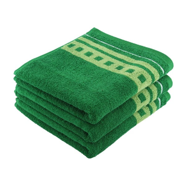 Zestaw 3 zielonych ręczników kąpielowych, 50x100 cm