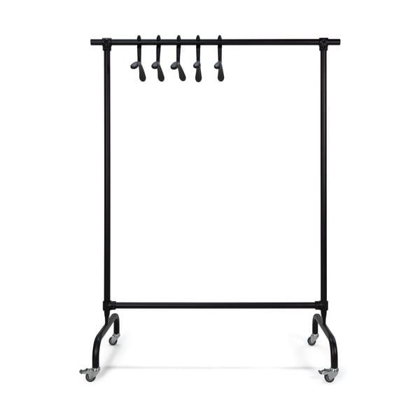 Czarny metalowy stojak na ubrania na kółkach Luuk – Spinder Design