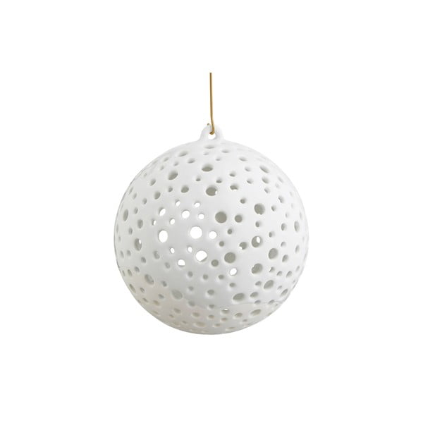 Biały świąteczny świecznik wiszący z porcelany kostnej Kähler Design Nobili, ⌀ 12 cm