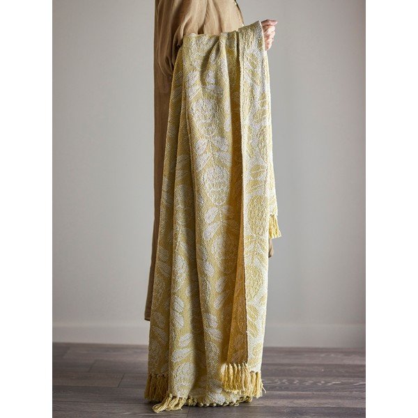 Żółty koc z mieszanki bawełny 130x155 cm Pratello – Bloomingville-image-4