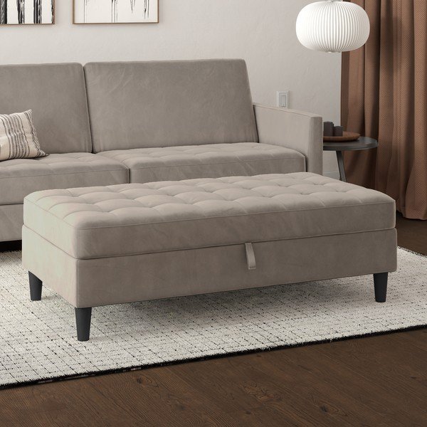 Szary aksamitny podnóżek Presley – Støraa-image-1