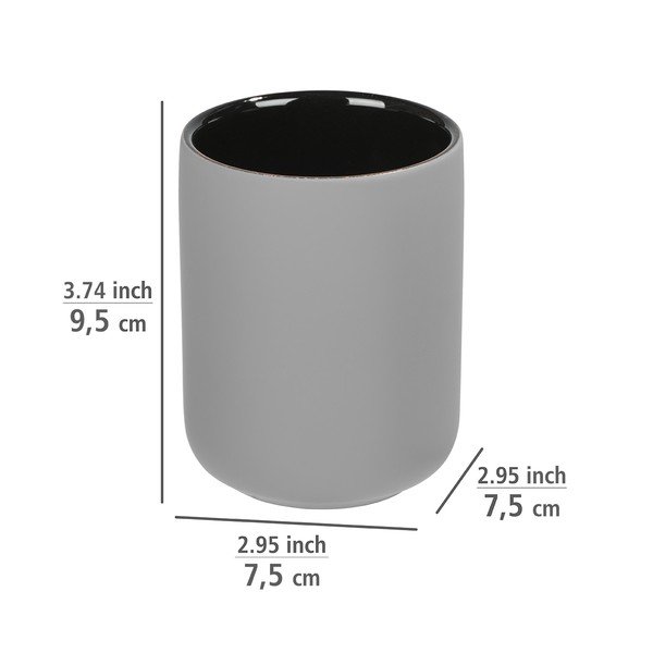 Szary ceramiczny kubek na szczoteczki do zębów Wenko Avellino-image-3