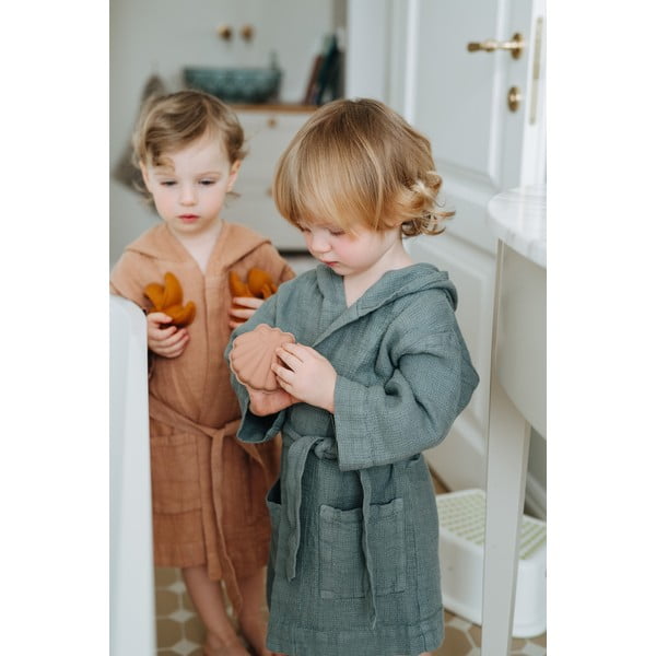 Dziecięcy niebieski lniany szlafrok Linen Tales Nature, vel. 104-116-image-4