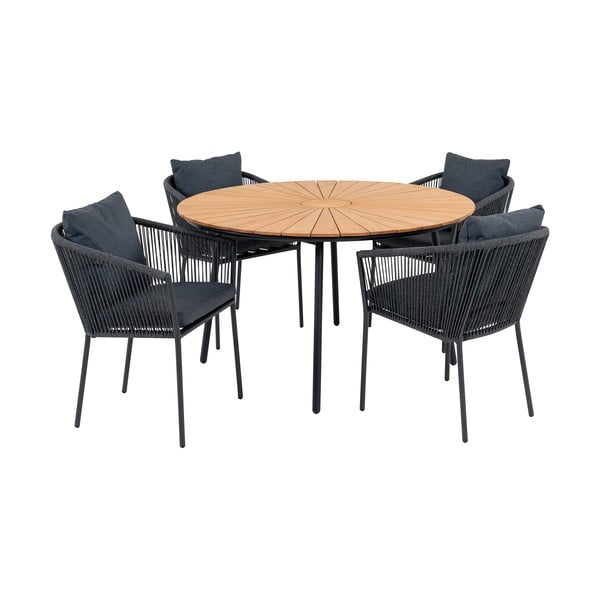 Czarno-naturalny zestaw mebli ogrodowych dla 4 osób Cleveland and Salermo – House Nordic