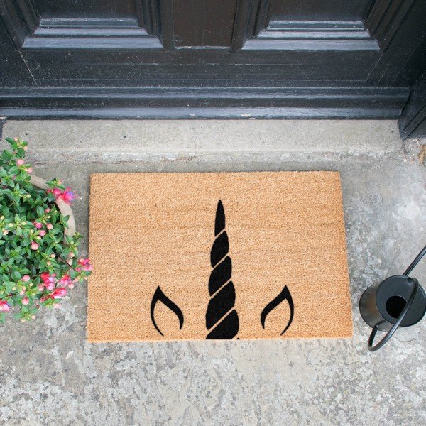 Wycieraczka z naturalnego włókna kokosowego Artsy Doormats Unicorn Horn, 40x60 cm-image-1