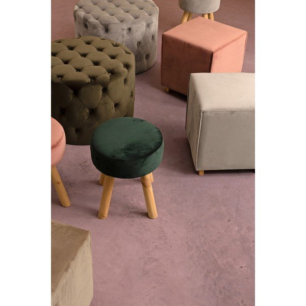 Ciemnozielony aksamitny puf Lorella – Yes Everyday-image-1