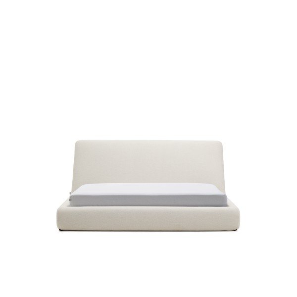 Beżowe tapicerowane łóżko dwuosobowe bez stelaża 180x200 cm Martina – Kave Home-image-4