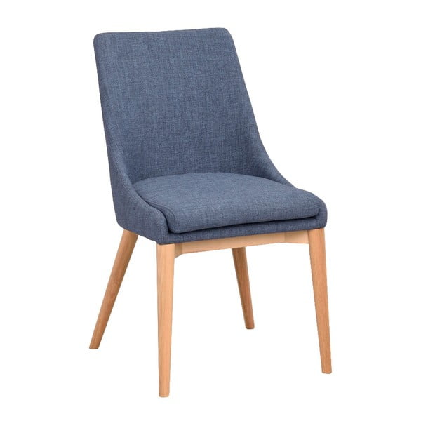 Niebieskie tapicerowane krzesło do jadalni z brązowymi nogami Rowico Bea
