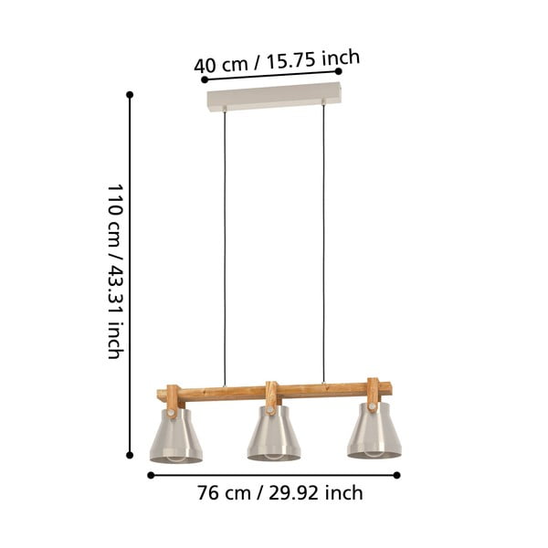 Lampa wisząca w srebrno-naturalnym kolorze z metalowym kloszem CAWTON – EGLO-image-2