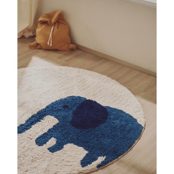 Bawełniany dywan dziecięcy odpowiedni do prania/tkany ręcznie w kolorze kości słoniowej ø100 cm Tandani – Kave Home-image-1