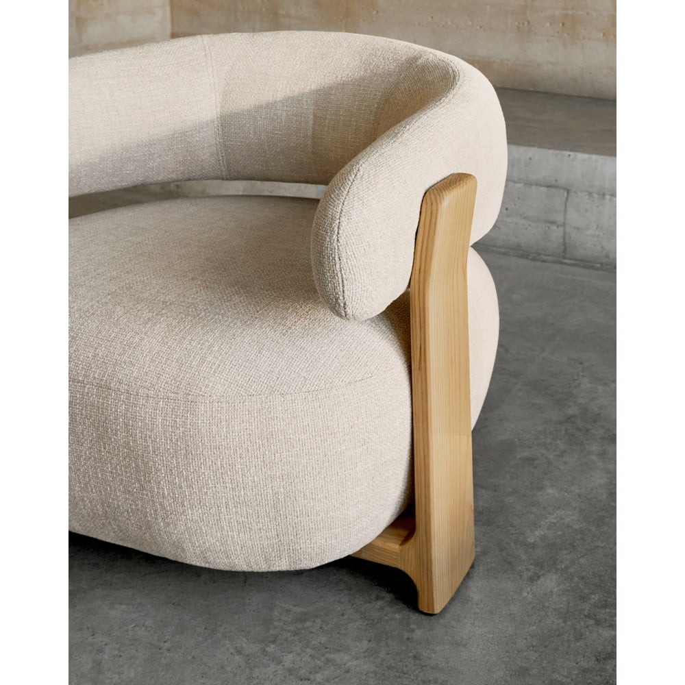 Beżowy fotel z tkaniny szenilowej Granite – Kave Home (zdjęcie 4)