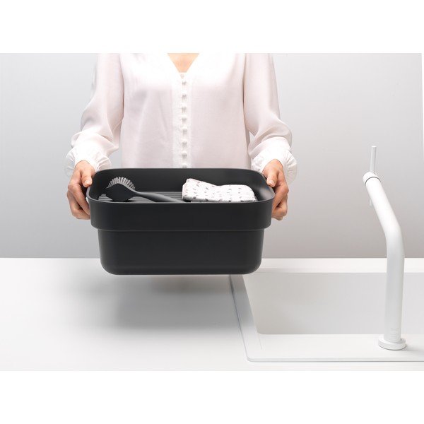 Ciemnoszara plastikowa miska do mycia naczyń z ociekaczem SinkSide – Brabantia-image-1