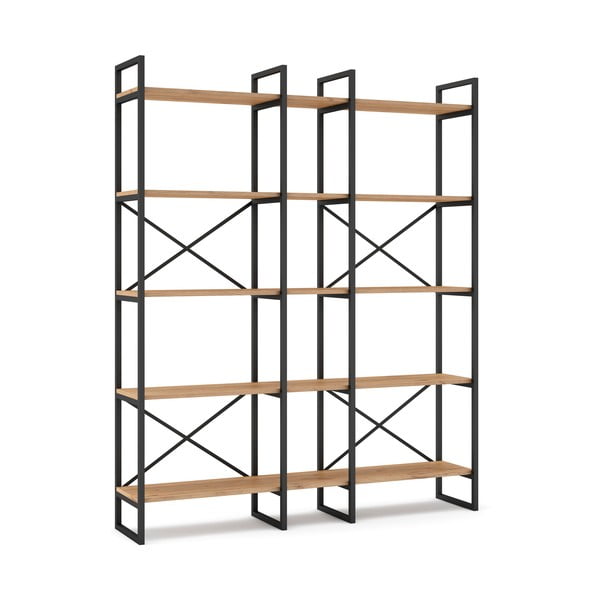 Czarno-naturalny regał w dekorze dębu 144x175 cm Dusan – Marckeric-image-3