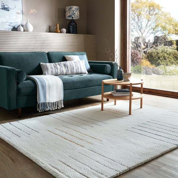 Kremowy wełniany dywan tkany ręcznie 200x290 cm Dottie Geometric – Flair Rugs-image-1