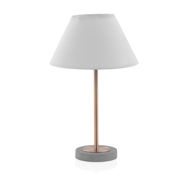 Lampa stołowa z białym abażurem i betonową podstawką Geese, wys. 41 cm