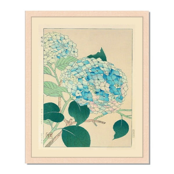 Obraz w ramie Liv Corday Asian Blue Flowers, 40x50 cm