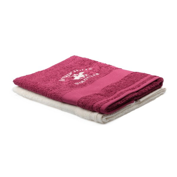 Zestaw bordowego i kremowego ręcznika Beverly Hills Polo Club Tommy Orj, 50x100 cm