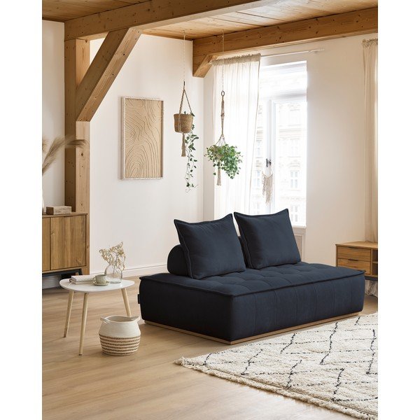 Ciemnoniebieska sofa z tkaniny szenilowej 175 cm Elisa – Bobochic Paris-image-1