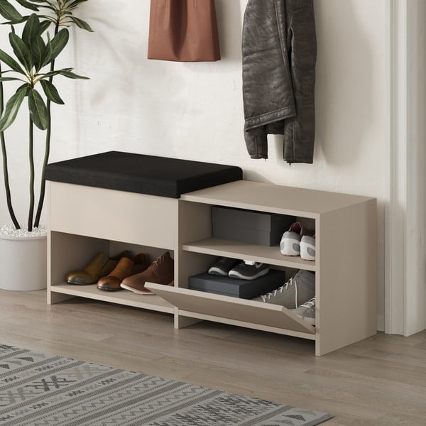 Kremowa szafka na buty z siedziskiem Romi – Marckeric-image-2