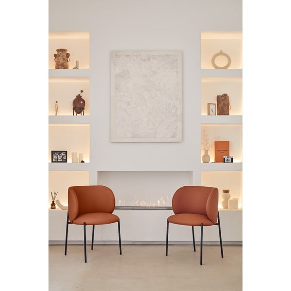 Pomarańczowe tapicerowane fotele jadalniane zestaw 2 szt. Mogi – Teulat-image-2