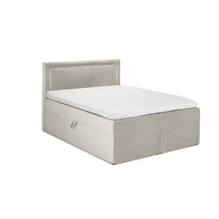 Beżowe aksamitne łóżko 2-osobowe Mazzini Beds Yucca, 200x200 cm