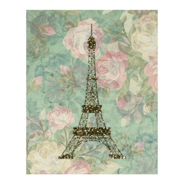 Plakat w drewnianej ramie Eiffel, 38x28 cm