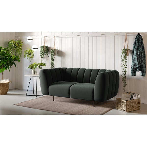 Ciemnoszara aksamitna sofa Ghado Shel, 170 cm-image-1
