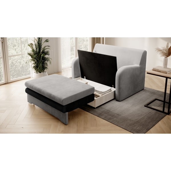 Jasnoszara/antracytowa aksamitna rozkładana sofa 130 cm Ario – ELTAP-image-3