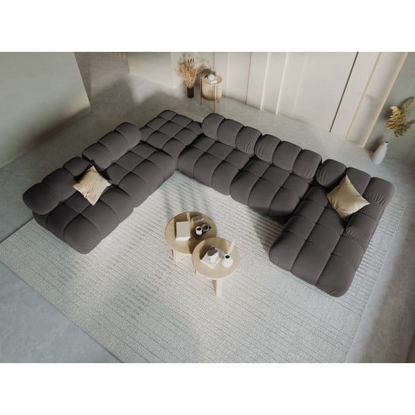 Ciemnoszara aksamitna sofa 379 cm Bellis – Micadoni Home-image-1
