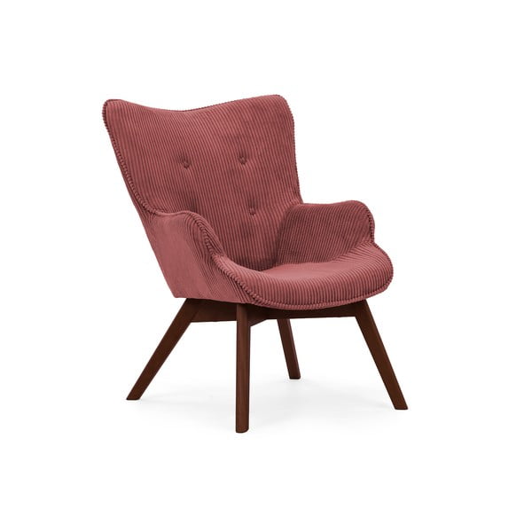 Czerwony sztruksowy fotel z podnóżkiem Niko – Ropez-image-4