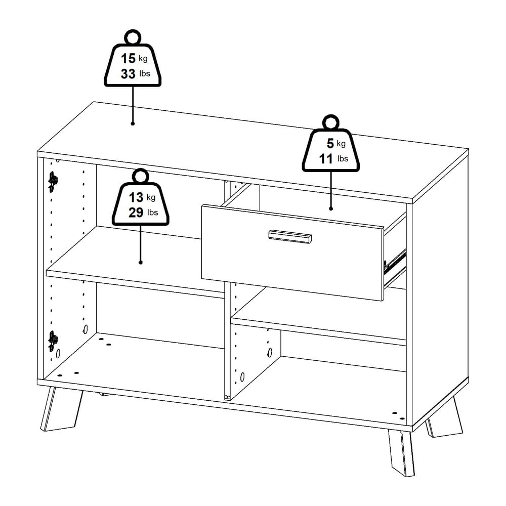 Biało-naturalna komoda w dekorze dębu 99x73x39 cm Ikast – Tvilum (zdjęcie 3)