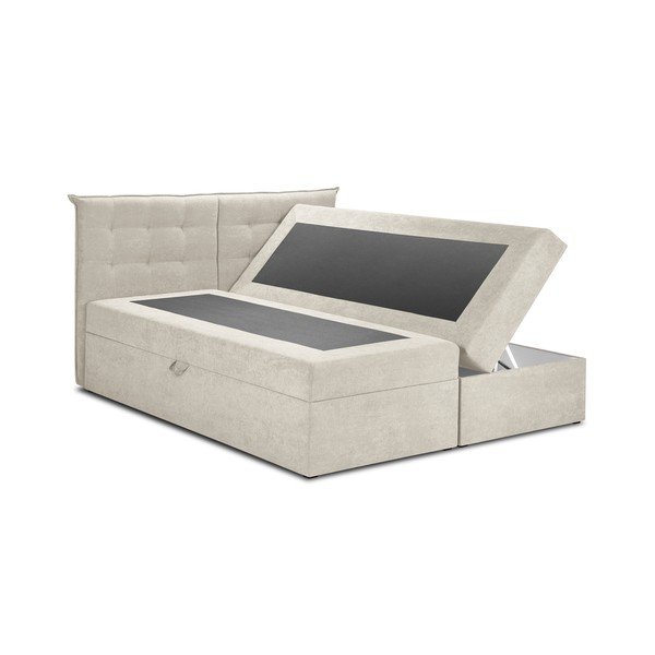Beżowe łóżko boxspring ze schowkiem 160x200 cm Echaveria – Mazzini Beds-image-2