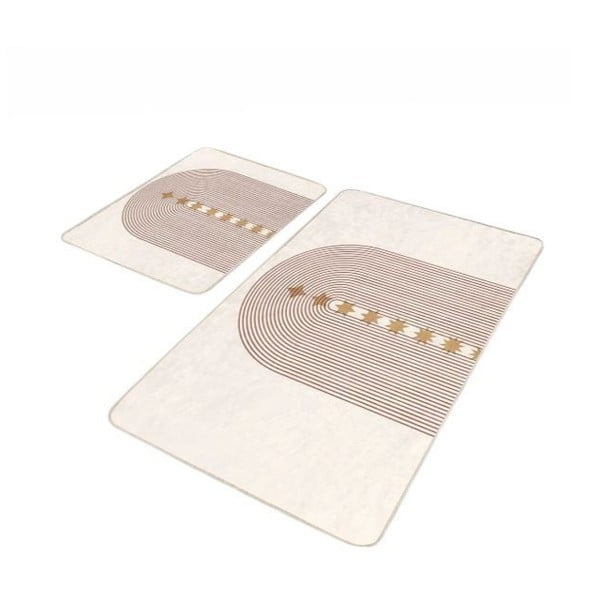 Beżowe aksamitne dywaniki łazienkowe zestaw 2 szt. 60x100 cm – Mila Home