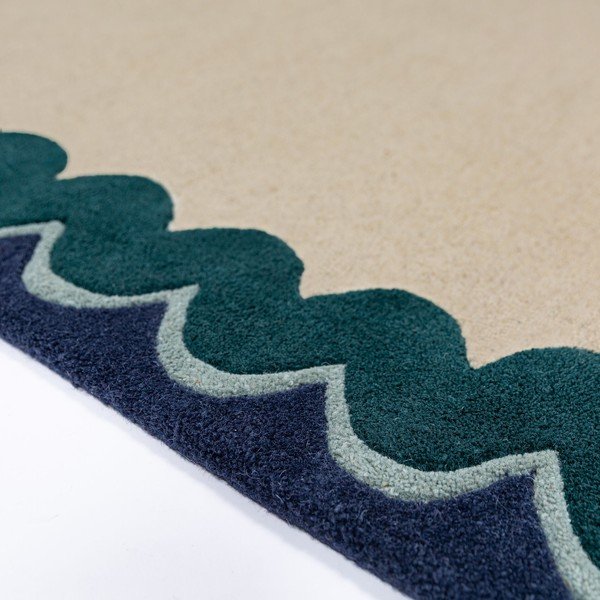 Wełniany chodnik tkany ręcznie w naturalnym kolorze/zielononiebieski 80x230 cm Wiggle Wool – Flair Rugs-image-3