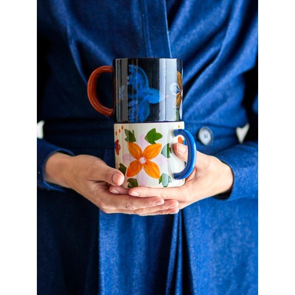 Czarne/beżowe kubki zestaw 2 szt. ceramiczne 300 ml Maricala – Bloomingville-image-4