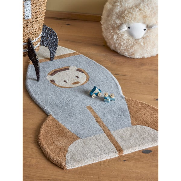 Niebiesko-brązowy wełniany dywan dziecięcy 60x100 cm Space – Bloomingville Mini-image-1