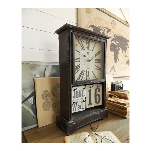 Zegar stołowy z kalendarzem Orchidea Milano Vintage Look, 33x52 cm