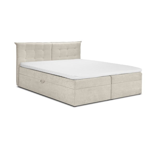 Beżowe łóżko boxspring ze schowkiem 160x200 cm Echaveria – Mazzini Beds