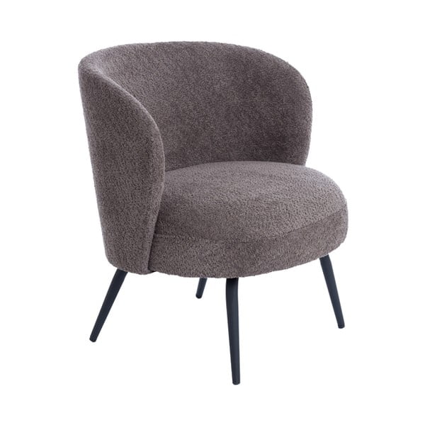 Ciemnobrązowy fotel z materiału bouclé Dieyda – Light & Living