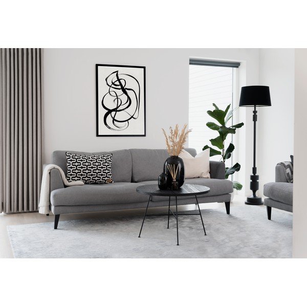 Czarny stolik z blatem z drewna sosnowego Rowico Grafton, ø 70 cm-image-2