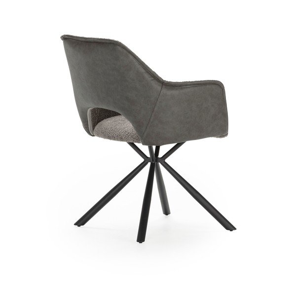 Szare tapicerowane fotele jadalniane zestaw z podłokietnikami 2 szt. Mariel – Marckeric-image-3