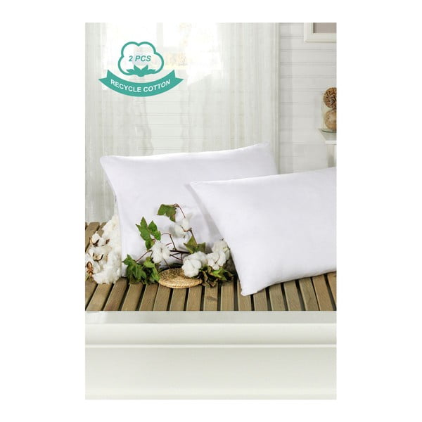Komplet 2 bawełnianych białych poszewek na poduszki Hurga Puro, 50x70 cm