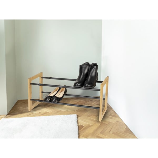 Czarno-naturalny metalowy teleskopowy regał na buty Ecori – Wenko-image-1