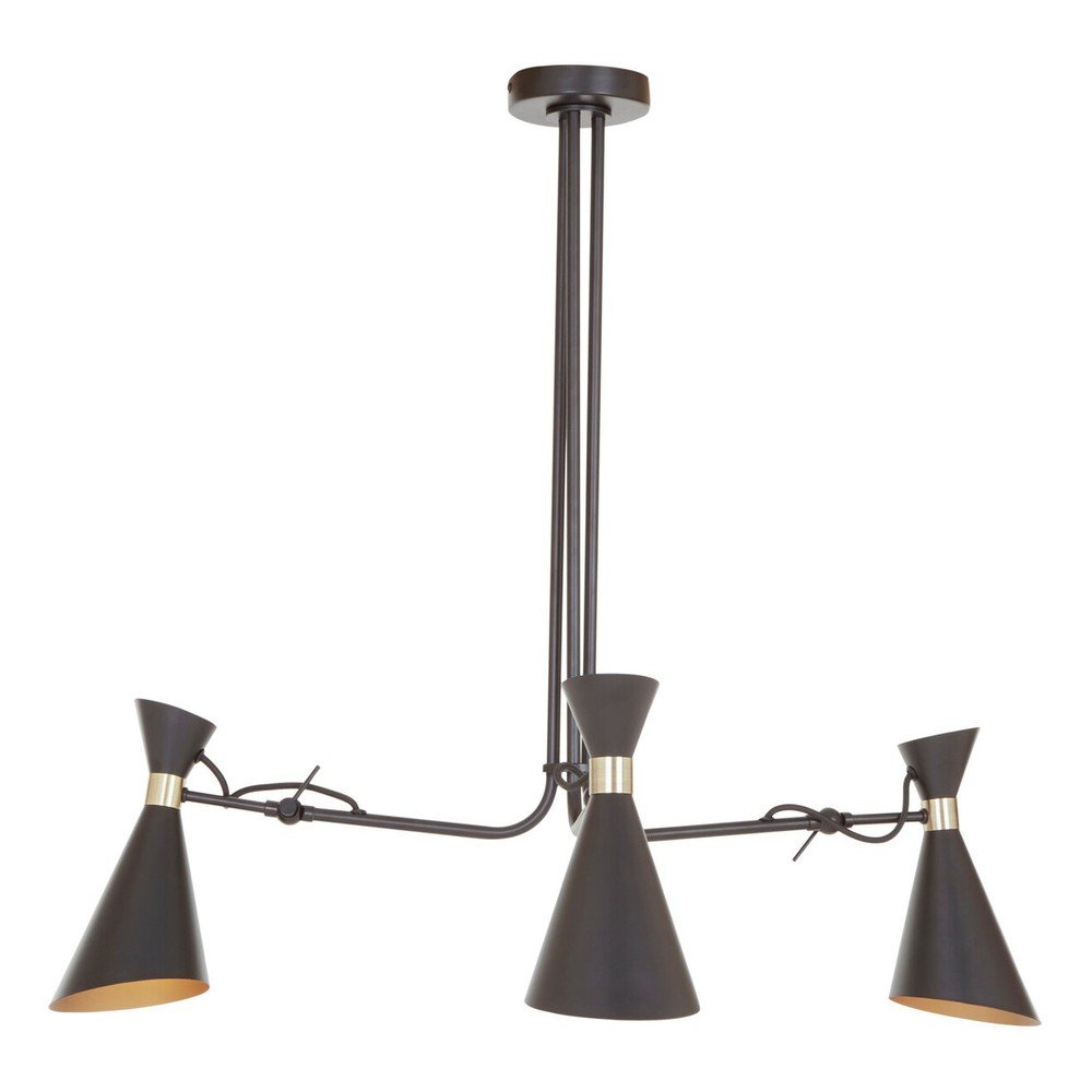 Czarna/w kolorze złota metalowa lampa wisząca z metalowym kloszem Linox – Premier Housewares