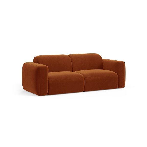 Aksamitna sofa w kolorze terakoty 220 cm Strino – Cosmopolitan Design-image-1