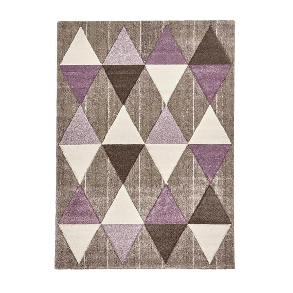 Beżowo-fioletowy dywan Think Rugs Brooklyn Triangles, 120x170 cm